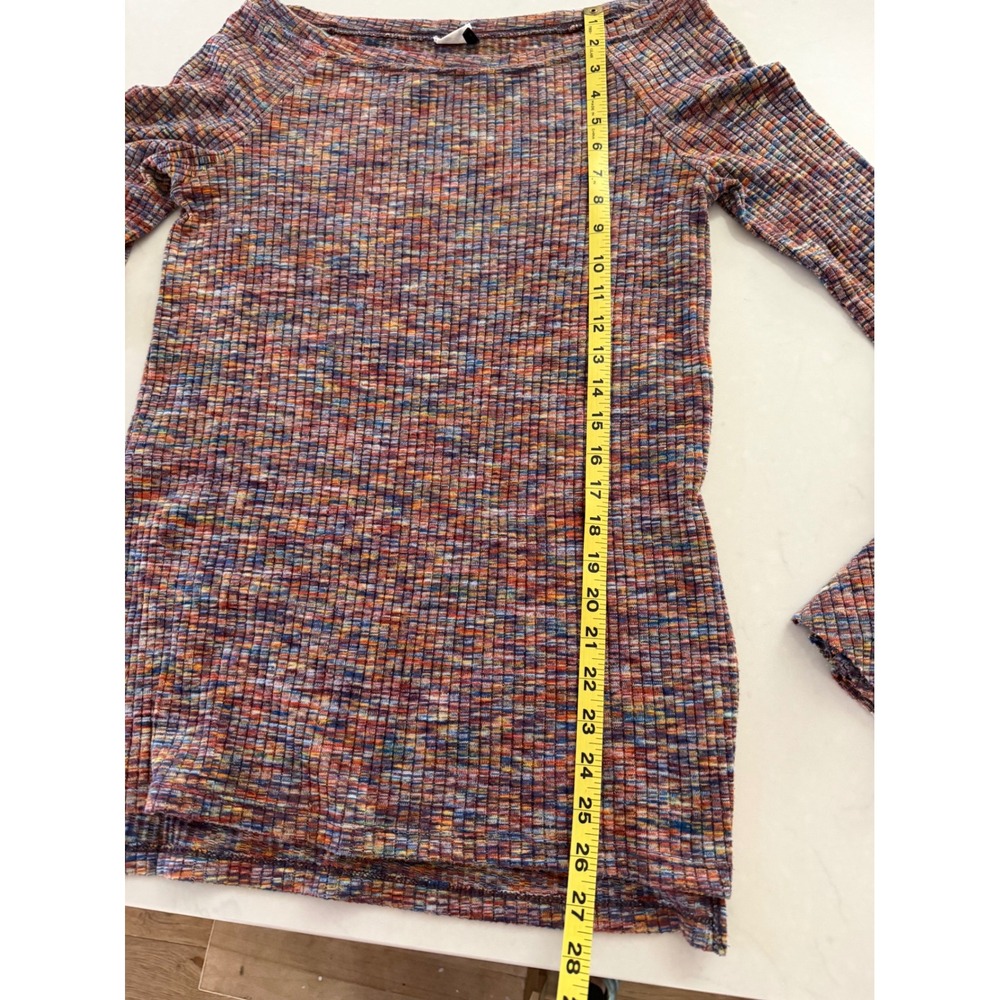 Kemi + Kin Multi Color Space Dye Ribbed Bell Sleeve Top Womens‎ Small - Picture 4 of 8